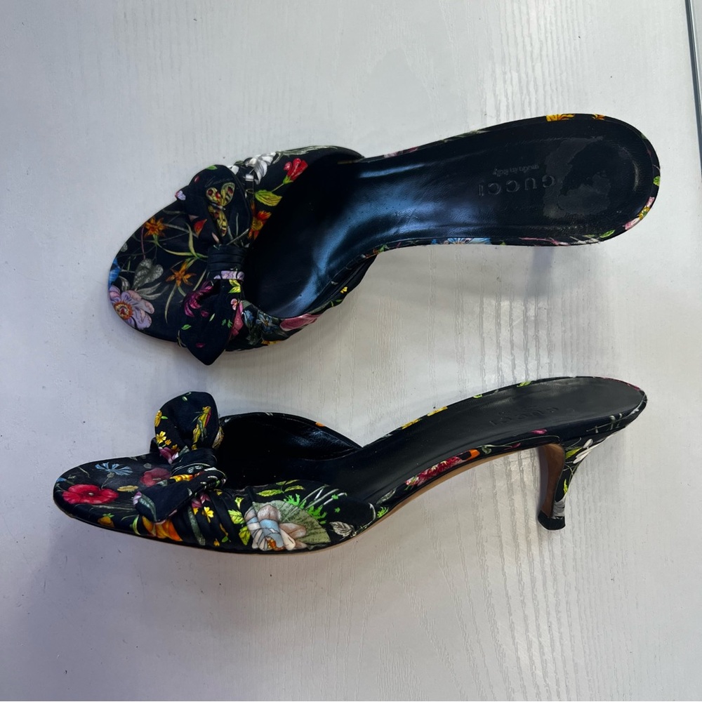 Gucci Floral Kitten Heels